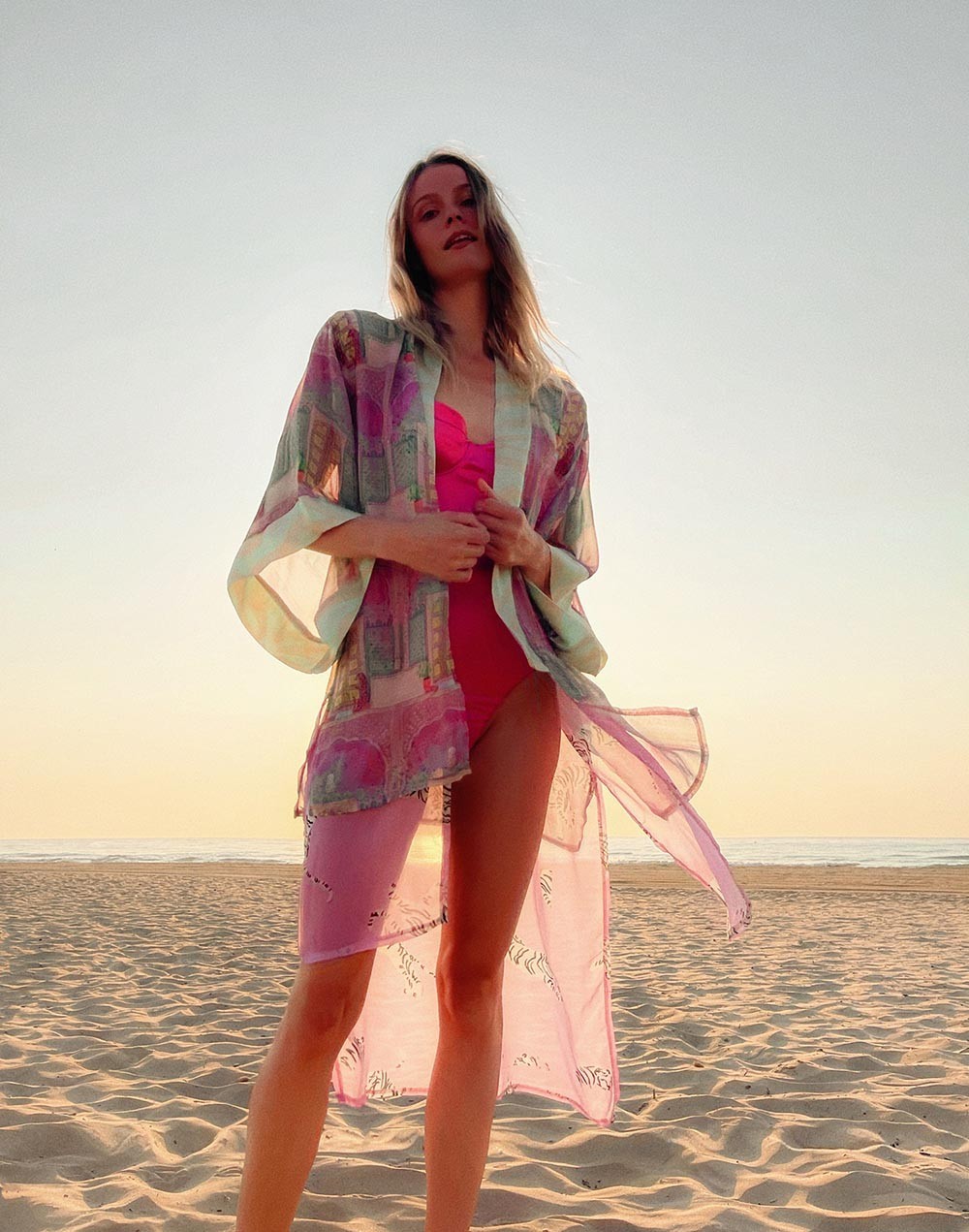 IRREGULAR CAFTAN IN LAYERS AND MIX OF PRINTS